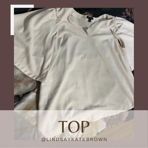 Lane Bryant White Flutter Sleeve Blouse